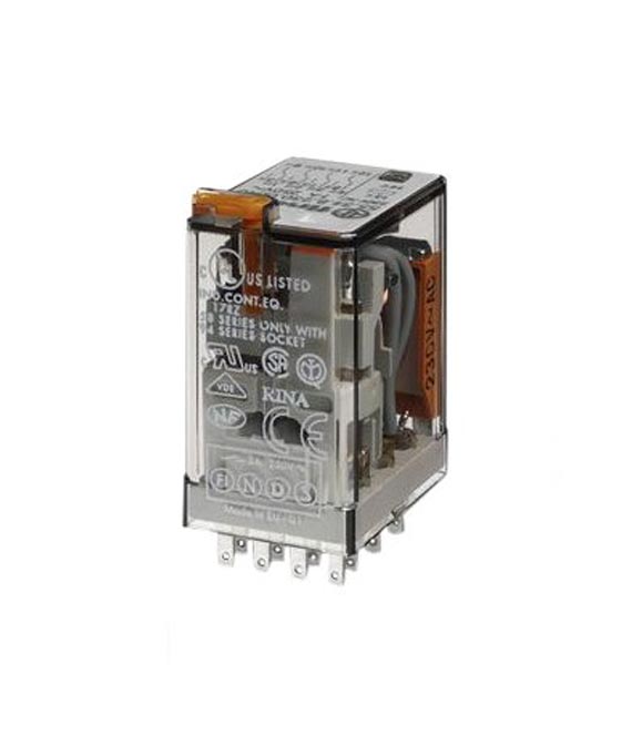 Finder Relais embrochable 4 RT 7A 230V AC + Bouton test + Indicateur  mécanique